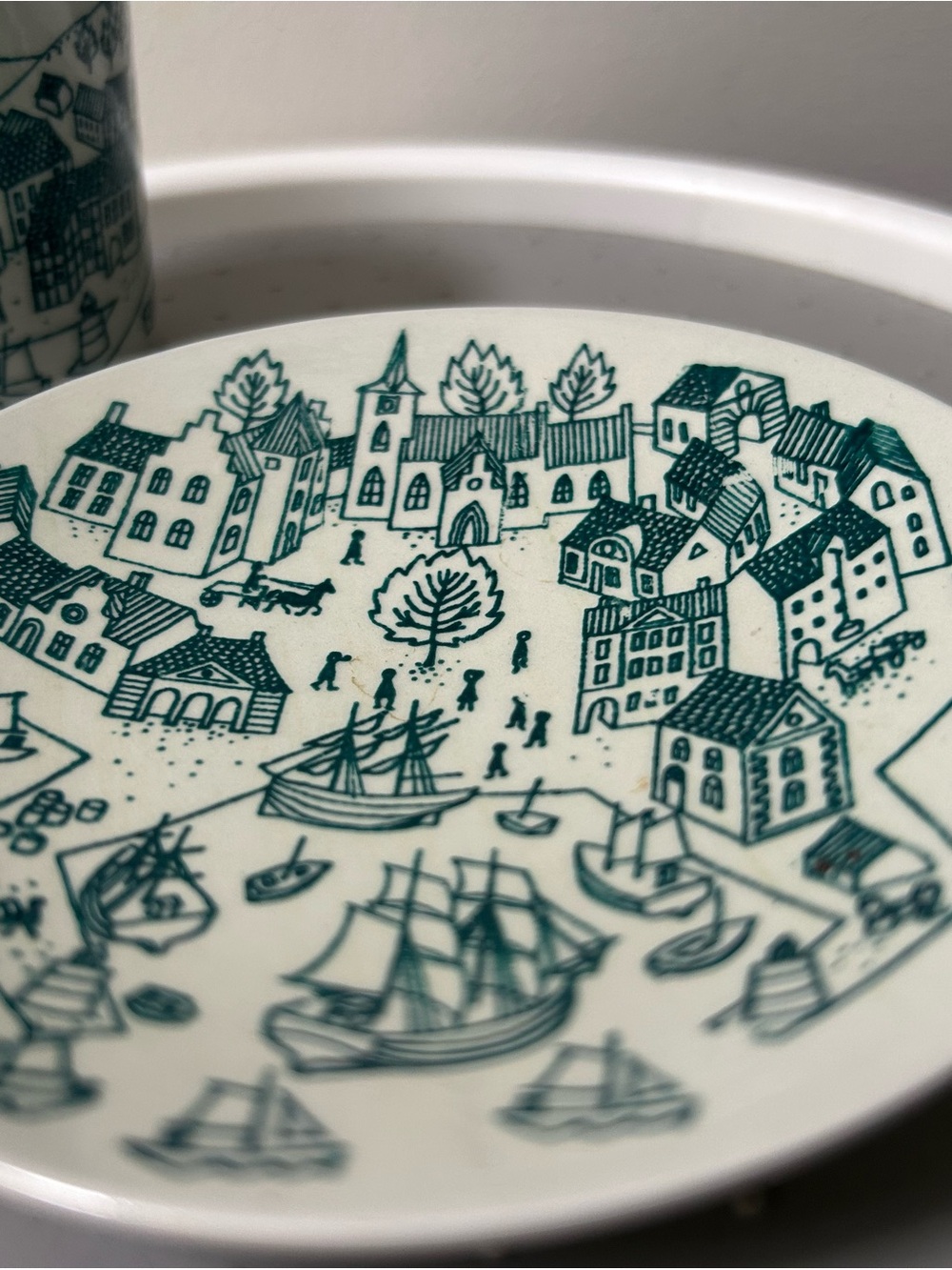 MCM Denmark Demitasse Cup Harbor Coastal Scene Ceramic Espresso Saucer Coffee - Picture 11 of 12